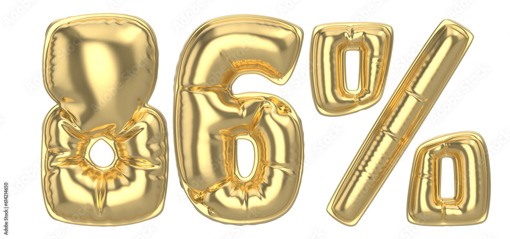 86 Percent Gold 3D Number 86 Percent Gold 3D Number