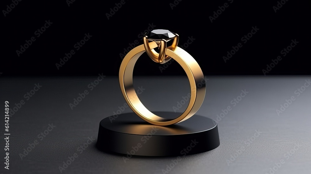 Luxury gold ring with black dial, luxury jewelry (Ai generated) Luxury gold ring with black dial, luxury jewelry (Ai generated)