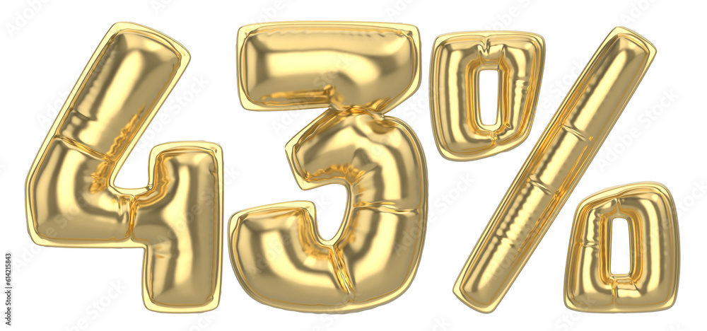 43 Percent Gold 3D Number 43 Percent Gold 3D Number