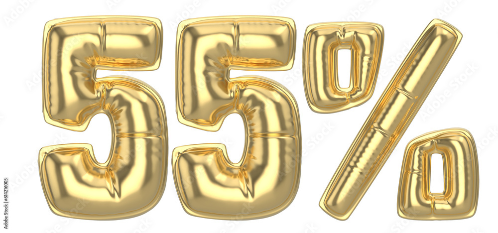 55 Percent Gold 3D Number 55 Percent Gold 3D Number