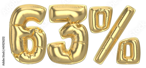 63 Percent Gold 3D Number