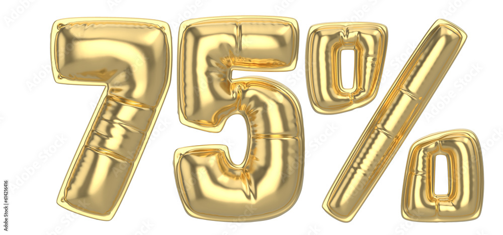 75 Percent Gold 3D Number 75 Percent Gold 3D Number
