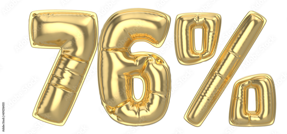 76 Percent Gold 3D Number 76 Percent Gold 3D Number