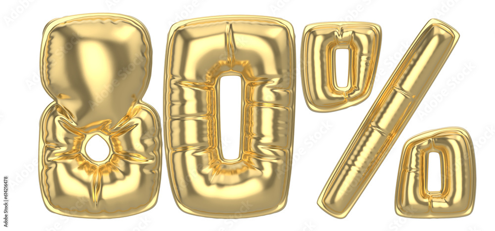 80 Percent Gold 3D Number 80 Percent Gold 3D Number