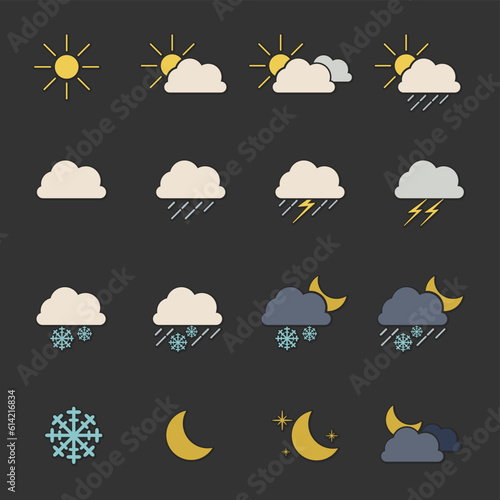 weather icons cloud sun rain snow moon