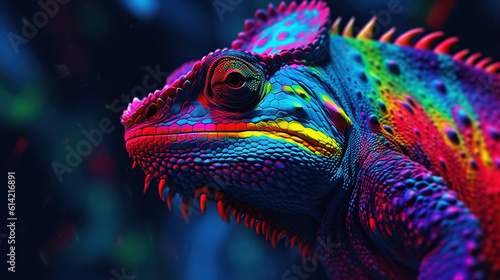 Colorful chameleon wallpaper. AI