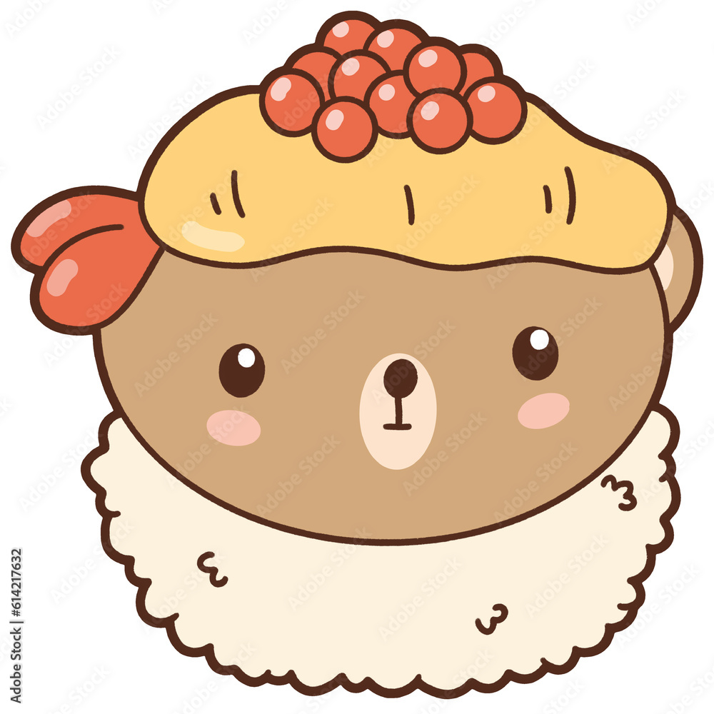 Cute bear with favorite food and drink Cute bear with favorite food and drink