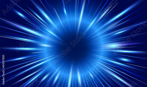 Blue glowing lines and rays of strong energy.