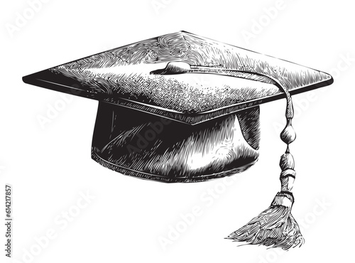 Graduation cap student hand drawn sketch illustration