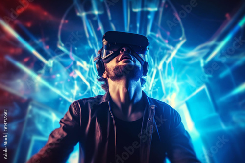A man immersed in a VR headset