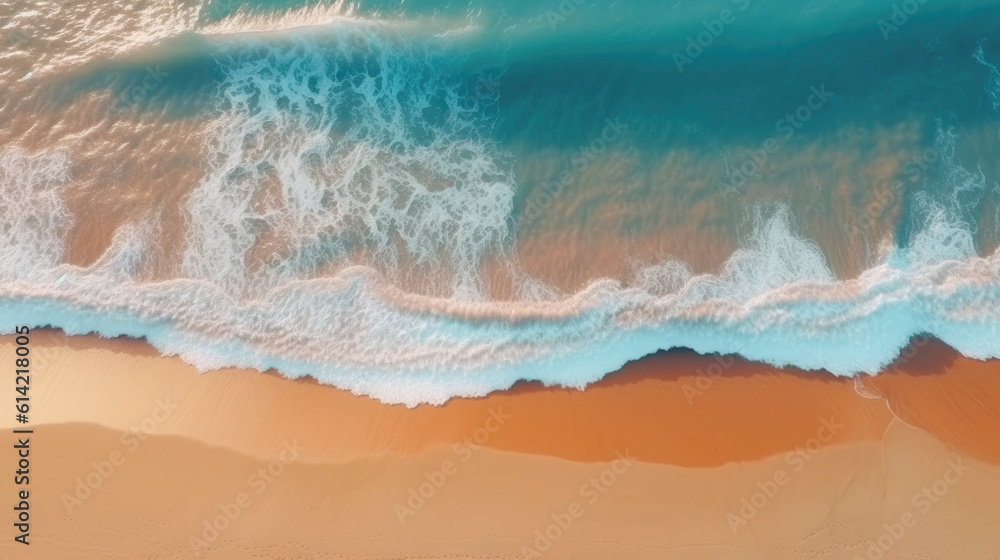 Summer sea beach top view with waves and sea foam. Drone view. Summer sea beach top view with waves and sea foam. Drone view.