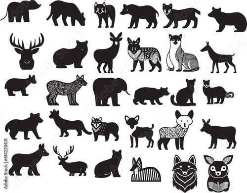 Different Kind Of Animals Silhouette Vector