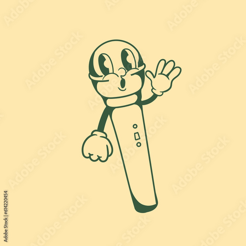Vintage character design of microphone