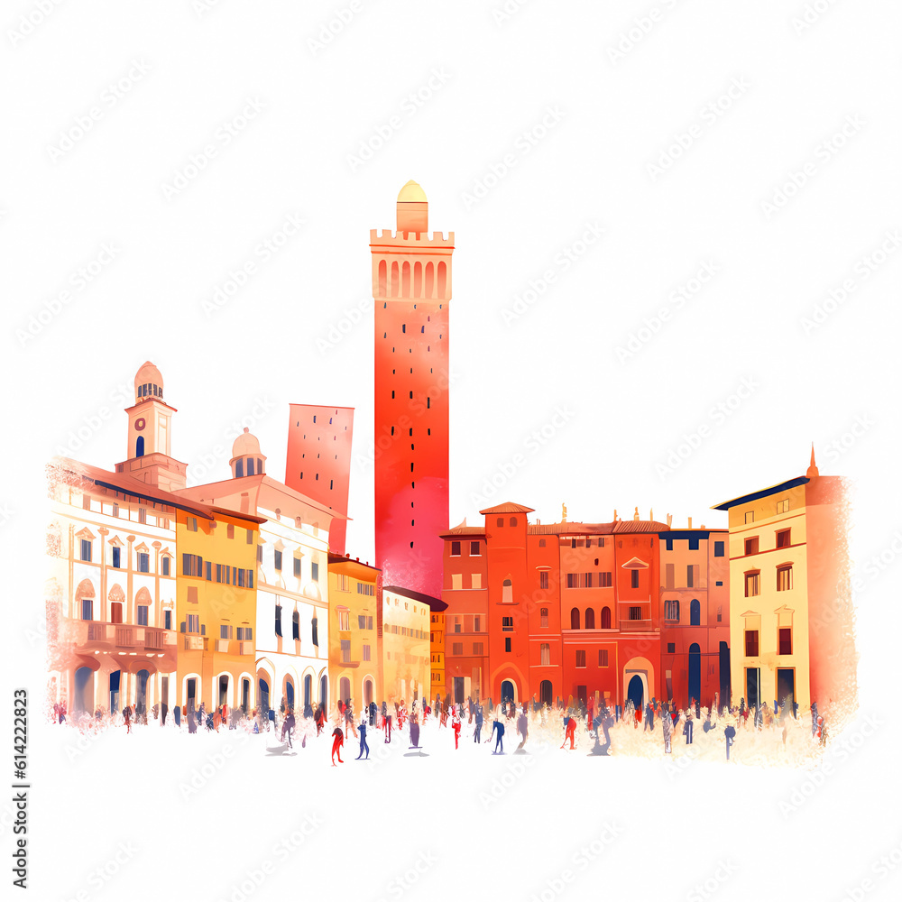 Obraz premium Illustration of beautiful view of Bologna, Italy