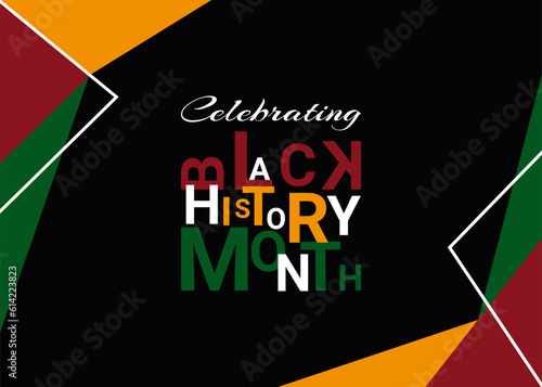 Vector illustration black poster, card, banner, background.I'm Black History Month and African American History. Celebrated in October and in February.