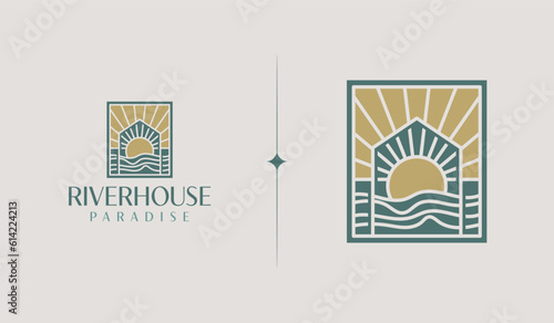 Beach House Resort Logo. Universal creative premium symbol. Vector sign icon logo template. Vector illustration