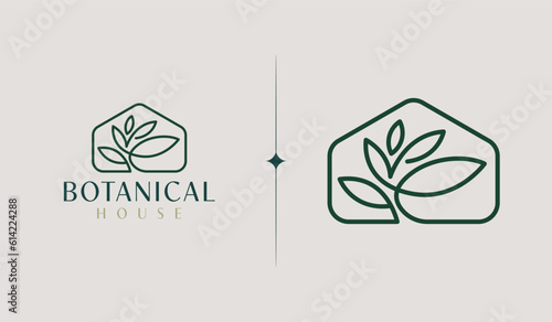 Green House Logo. Universal creative premium symbol. Vector sign icon logo template. Vector illustration