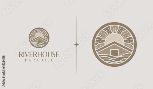 Beach House Resort Logo. Universal creative premium symbol. Vector sign icon logo template. Vector illustration