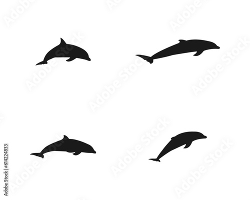 Dolphins line shape silhouette icon . Animals set vector illustration. Sea life symbols . Dolphin aquatic mammal vector icon for animal apps and websites . Vector silhouette on a white background . © ultra designer