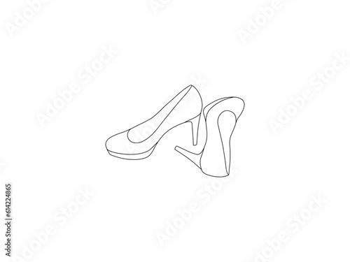 Pumps black line icon. Women's high heeled shoes outline icon. Pictogram for web page, mobile app, promo. UI UX GUI design element. Editable stroke.vector sketch.Vector line icon on white background.
