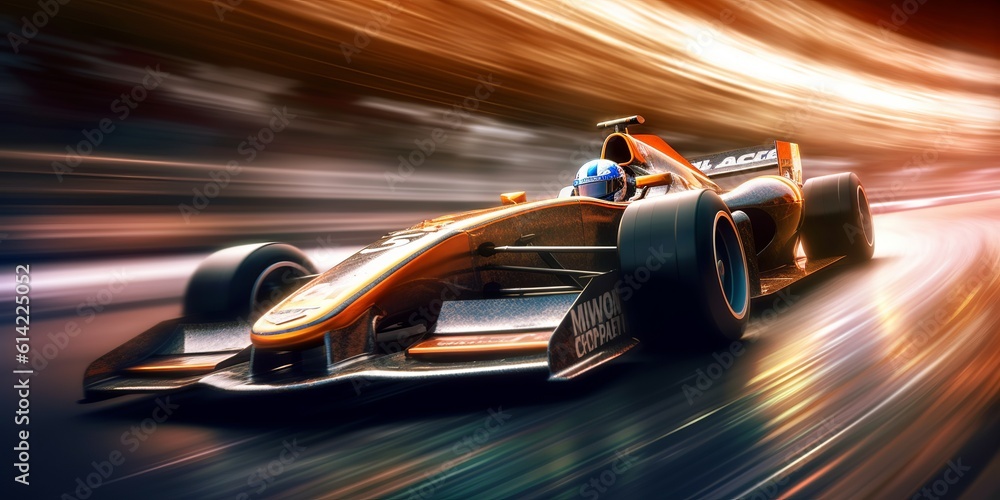 Racing car high speed on dark background. Luxury background. Luxury design style. Dark background. High speed. Car, race, competition. Generative Ai