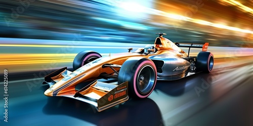 Racing car high speed on dark background. Luxury background. Luxury design style. Dark background. High speed. Car, race, competition. Generative Ai © imagemir