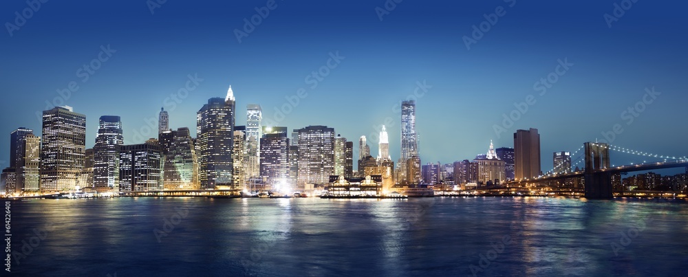 A view of New York city at night time