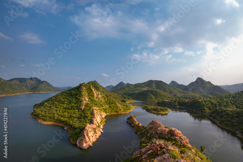 Unique and amazed nature scenic landscape of  Bahubali Hill near Udaipur. Rajasthan. India. Tourism beautiful destination place.  Discover the beauty of earth. Open world after covid-19 photo