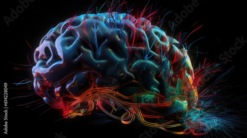 Futuristic artificial brain, illustration. Generative Ai