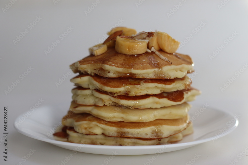 Plantain buttermilk pancakes. Soft and fluffy buttermilk pancake made with a batter added with slices of ripe plantain Plantain buttermilk pancakes. Soft and fluffy buttermilk pancake made with a batter added with slices of ripe plantain