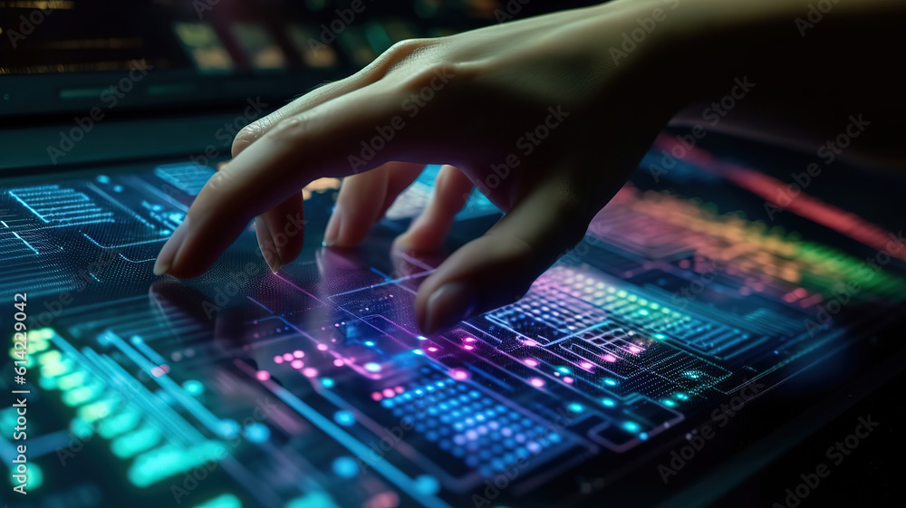 Obraz premium Computer code digital software technology and mobile phone application development. Generative Ai