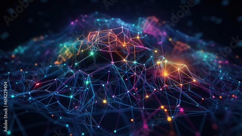 Neural Network, Intelligent Smart Grid and AI Concept, Blue Tech Background. Generative Ai
