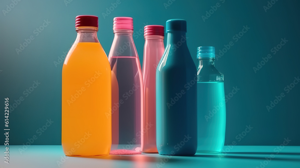 Set with different sport bottles on white background. Generative Ai Set with different sport bottles on white background. Generative Ai