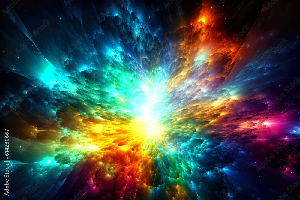 Colorful creation of the universe during the big bang (Generative AI) Colorful creation of the universe during the big bang (Generative AI)