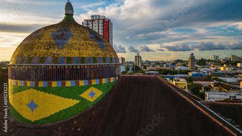 Amazon Theater, Manaus Brazil Urban Landscape, Historical Landmark of Amazonas Largest City aerial  photo