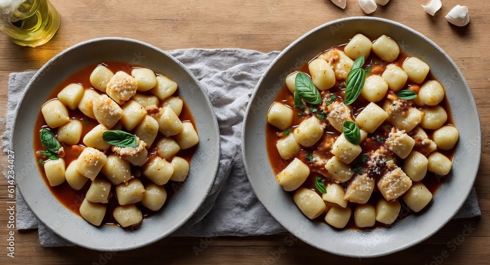 gnocchi on a beautiful plate. ai generation gnocchi on a beautiful plate. ai generation