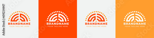 Letter SW and WS or SE and ES Sunrise Logo Set, suitable for any business with SW, WS, SE, ES initials.
