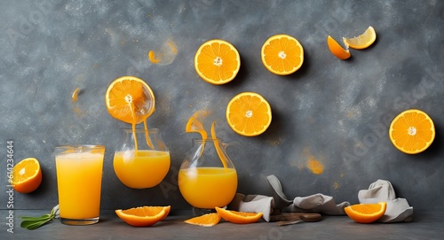 orange juice in beautiful glasses.ai generation