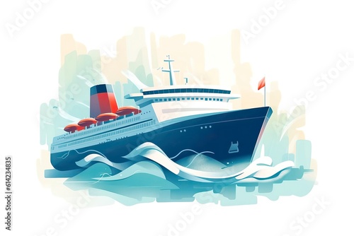 Modern Ship Illustration Transportation illustration.Generative AI