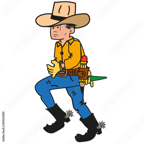 vaquero ilustración, vaquero occidental, vaquero, diverso, sombrero, sombrero de vaquero, pincel, botas, guantes, ilustración, vaquerito