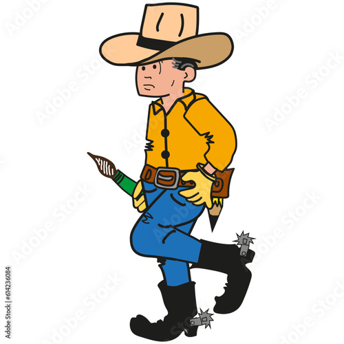vaquero ilustración, vaquero occidental, vaquero, diverso, sombrero, sombrero de vaquero, pincel, botas, guantes, ilustración, vaquerito, lápiz