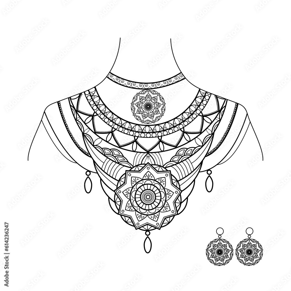 Vector illustration of a woman silhouette with decorative mandala ...