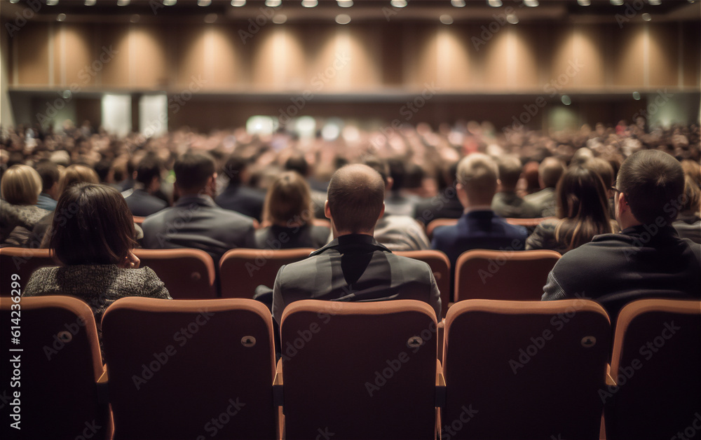 Conference Hall Audience, Exhibition Speaker at Convention Centre. 