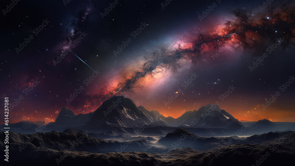 Panorama milky way galaxy with stars and space dust in the universe. Generative Ai