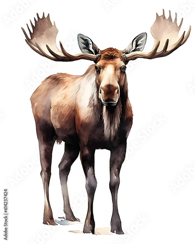 Realistic cute wild animal clipart art - moose With Generative AI.