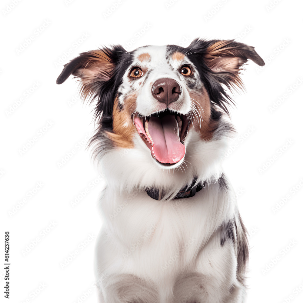 Porter of happy border collie breed dog isolated on the background. Generative AI.