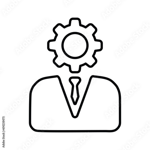 Management icon. Line, outline symbol.