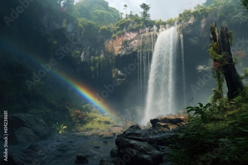 Forest Waterfall Majesty -ai generated