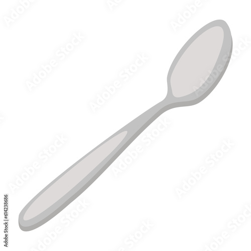 Metal soup spoon. Vector isolated illustration.