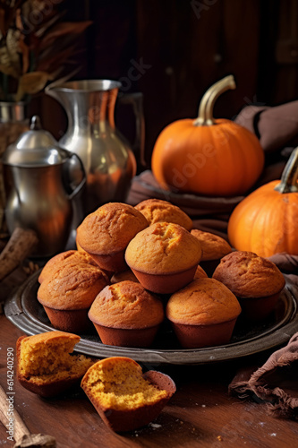 Pumpkin muffins  fall dessert idea  generative AI